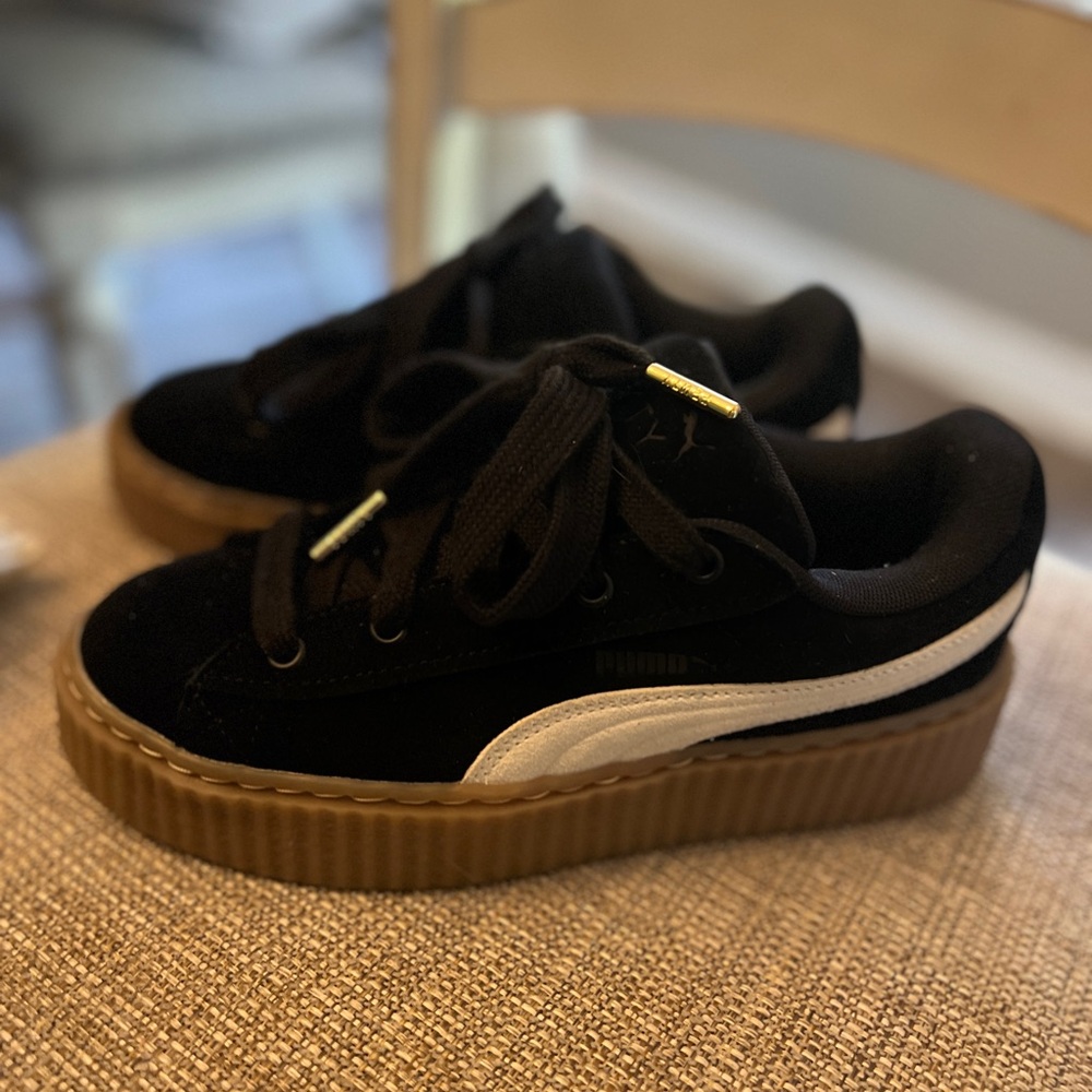 PUMA Fenty x Creeper Phatty Black Suede Warm White Sz 6 Eur 38 NEW